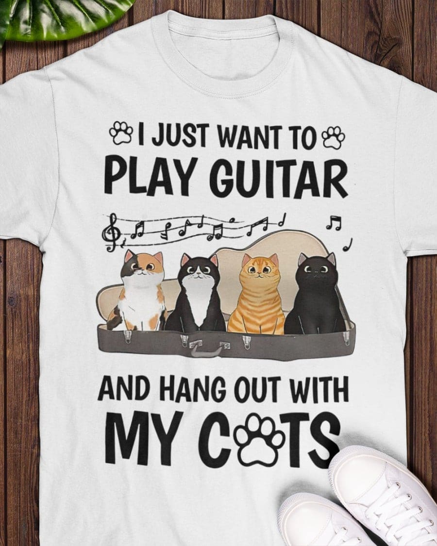 I just want to play guitar and hang out with my cats - Cat and guitar, passionate guitarist