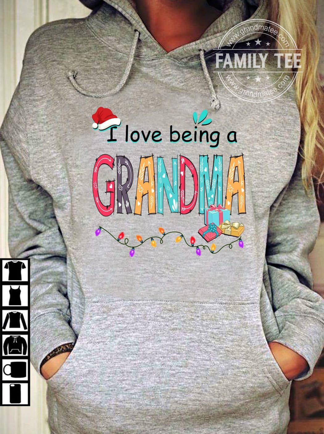 I love being a grandma - Grandma Santa hat, Christmas day ugly sweater