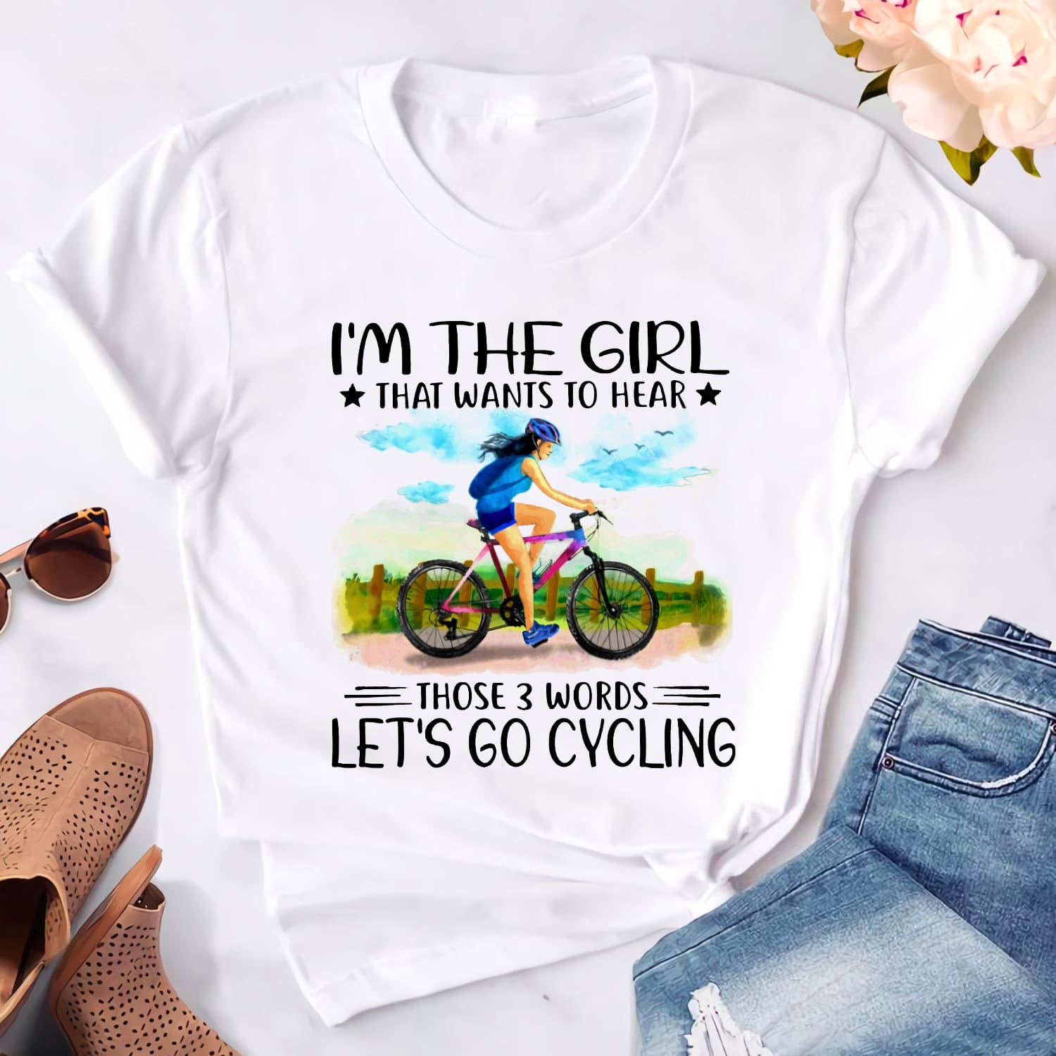I'm the girl that wants to hear those 3 words Let's go cycling - Girl riding bicycle, healthy lifestyle