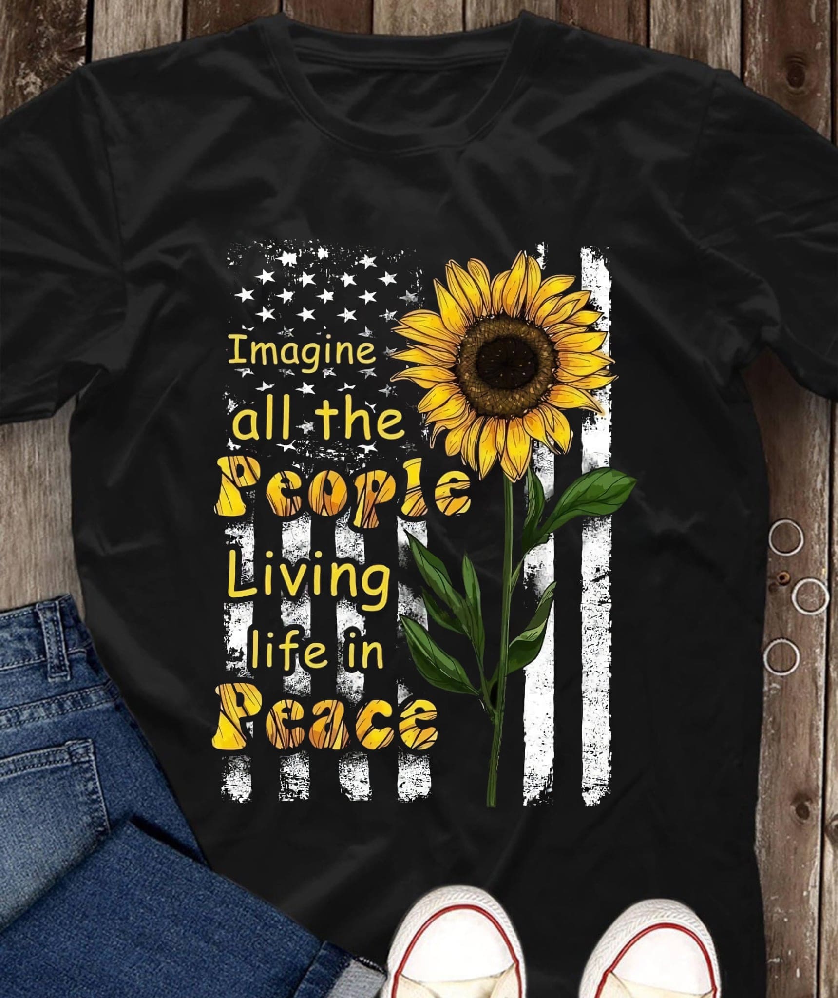 Imagine all the people living life in peace - Peaceful lifestyle, America flag