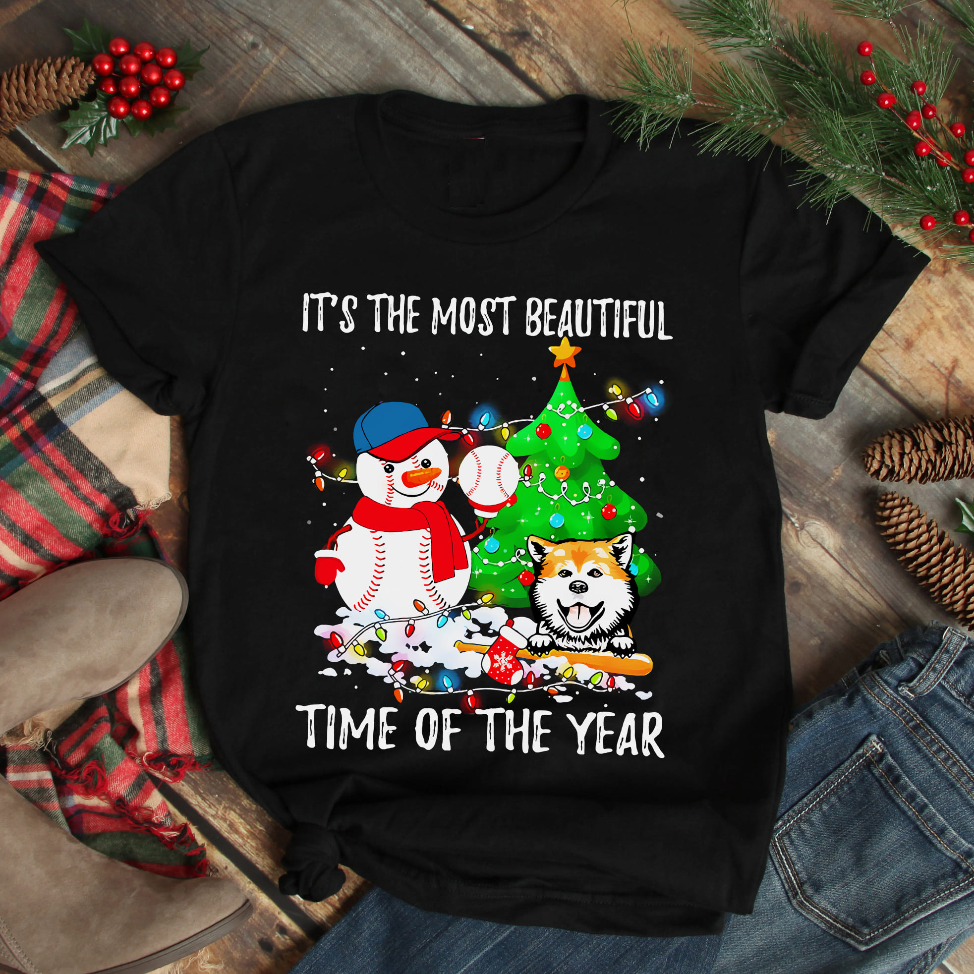 It's the most beautiful time of the year - Snowman baseball, Christmas ugly sweater, gift for baseball player