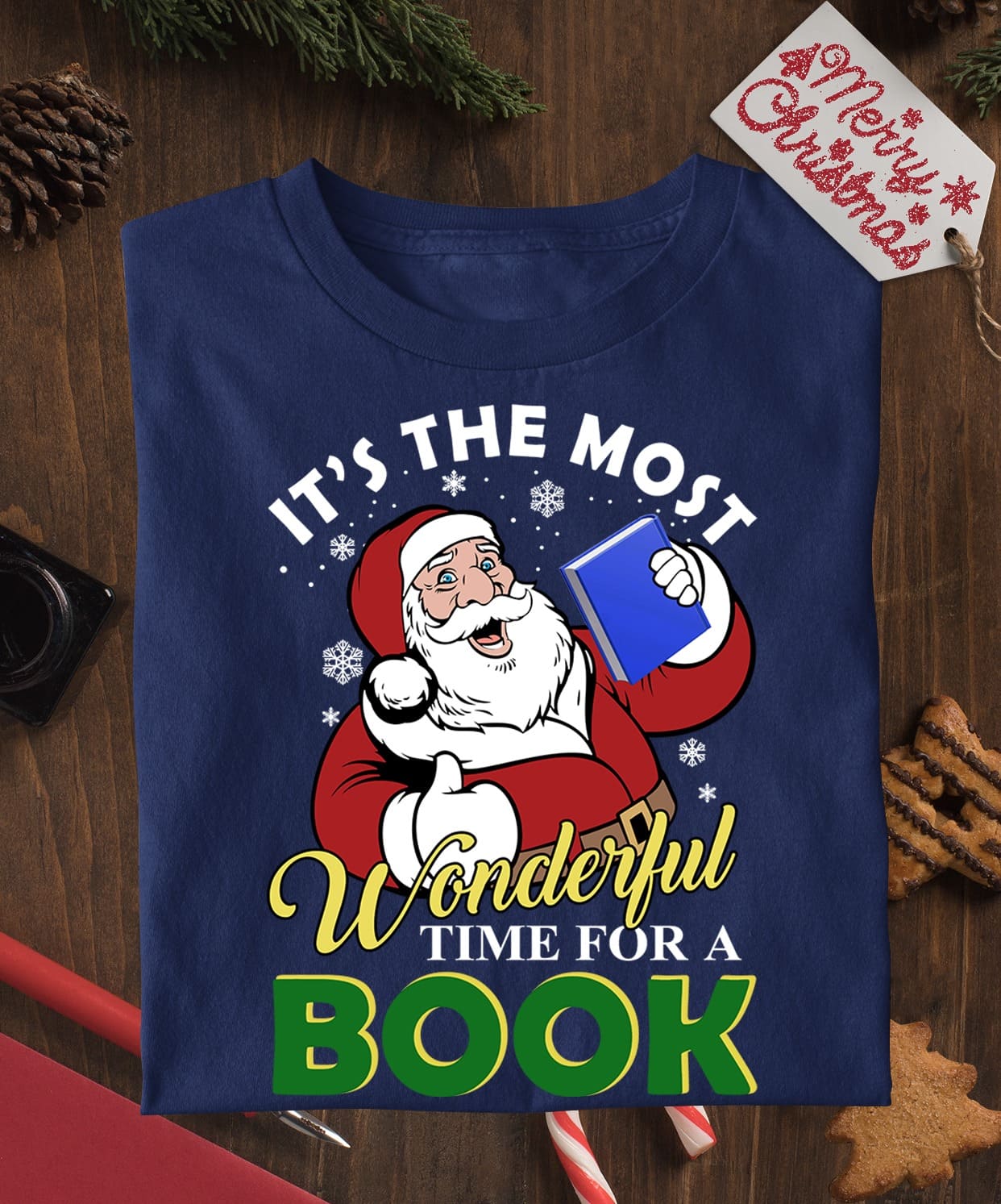 It's the most wonderful time for a book - Santa Claus and book, Reading book on Christmas