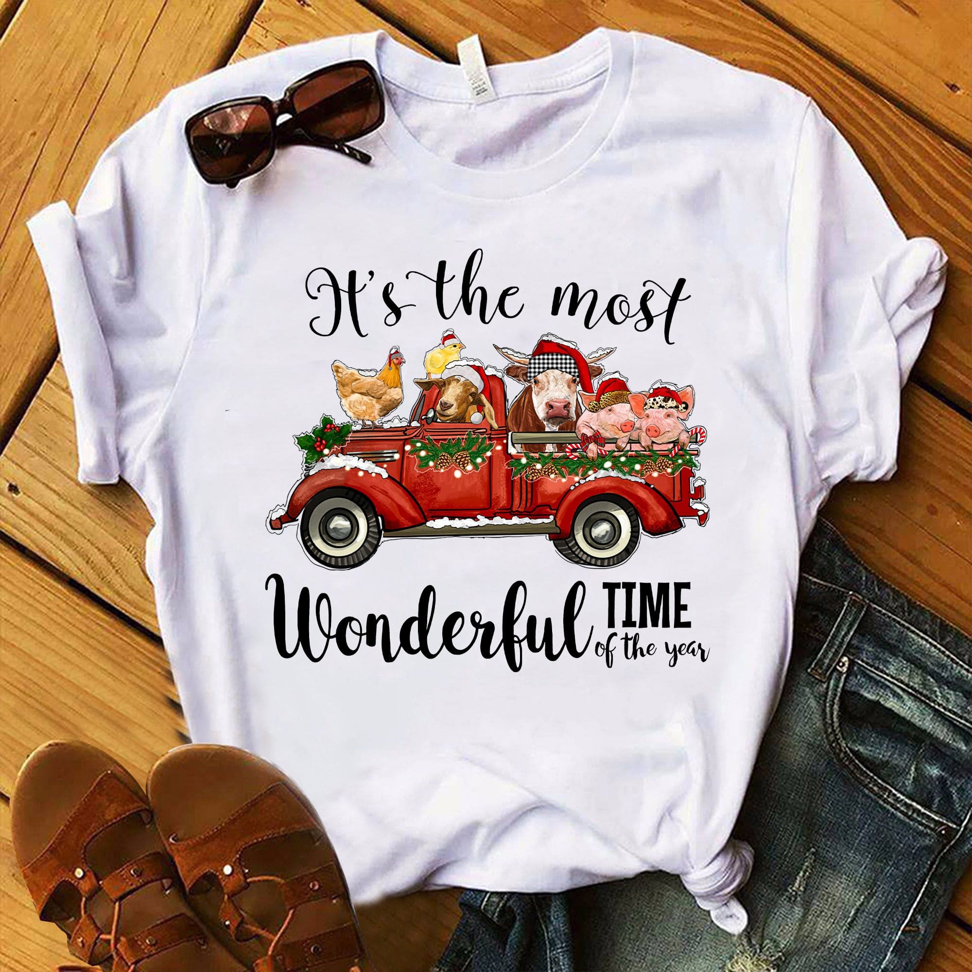 It's the most wonderful time of the year - Christmas ugly sweater, Animals on truck