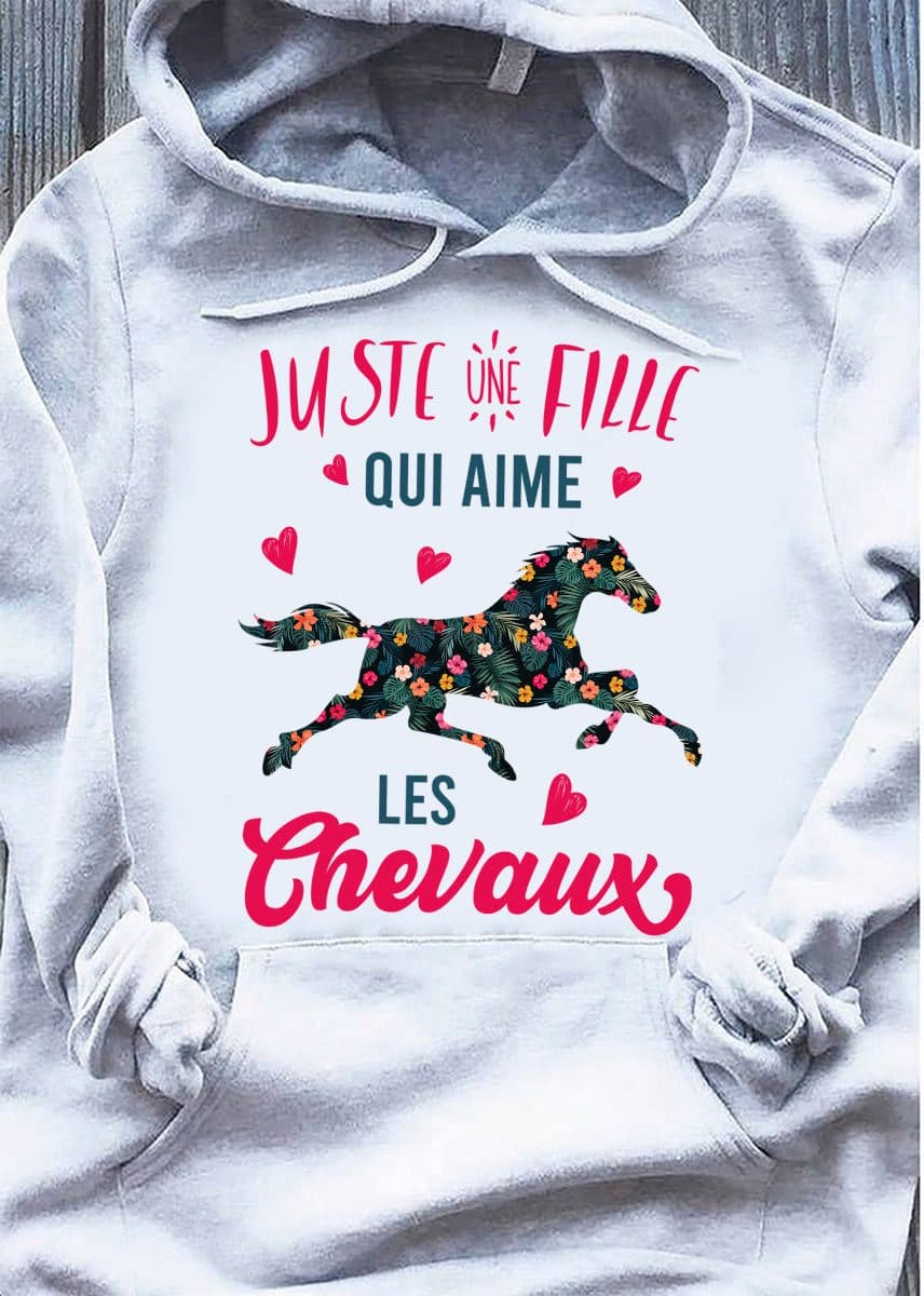 Juste une fille qui aime les chevaux - Floral horse graphic T-shirt, gift for horse lover