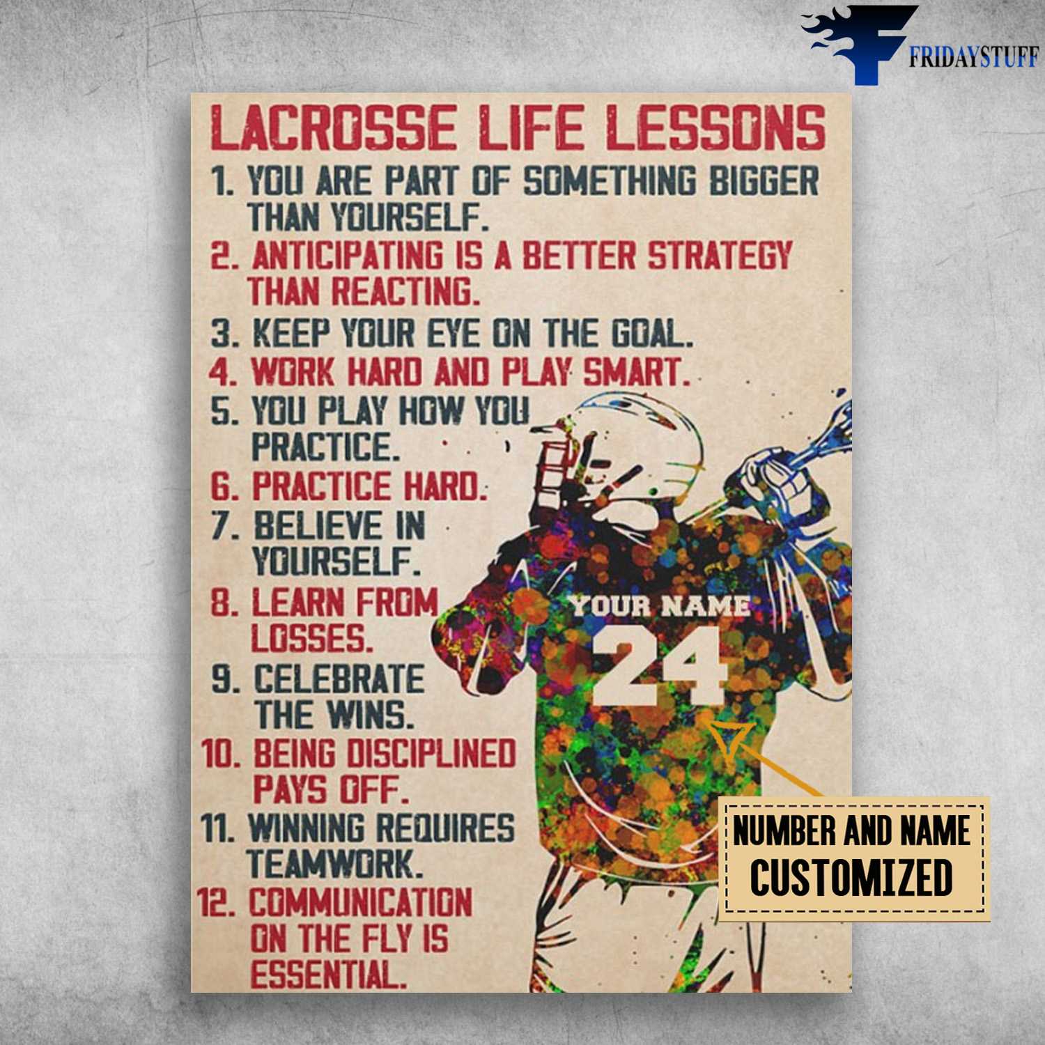 Lacrosse Life Lessons, Football Poster, You Are Part Of Something Bigger Than Yourself, You Play How You Practice, Practice Hard, Every Inch Of Progress Gets You Closer To The Goal