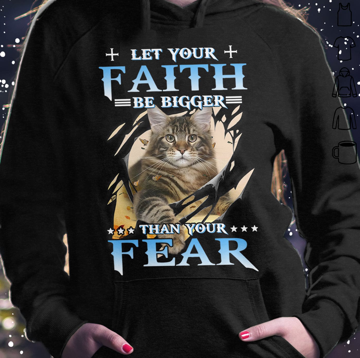 Let your faith be bigger than your fear - Jesus faith, Believe in Jesus, Gift for cat lover