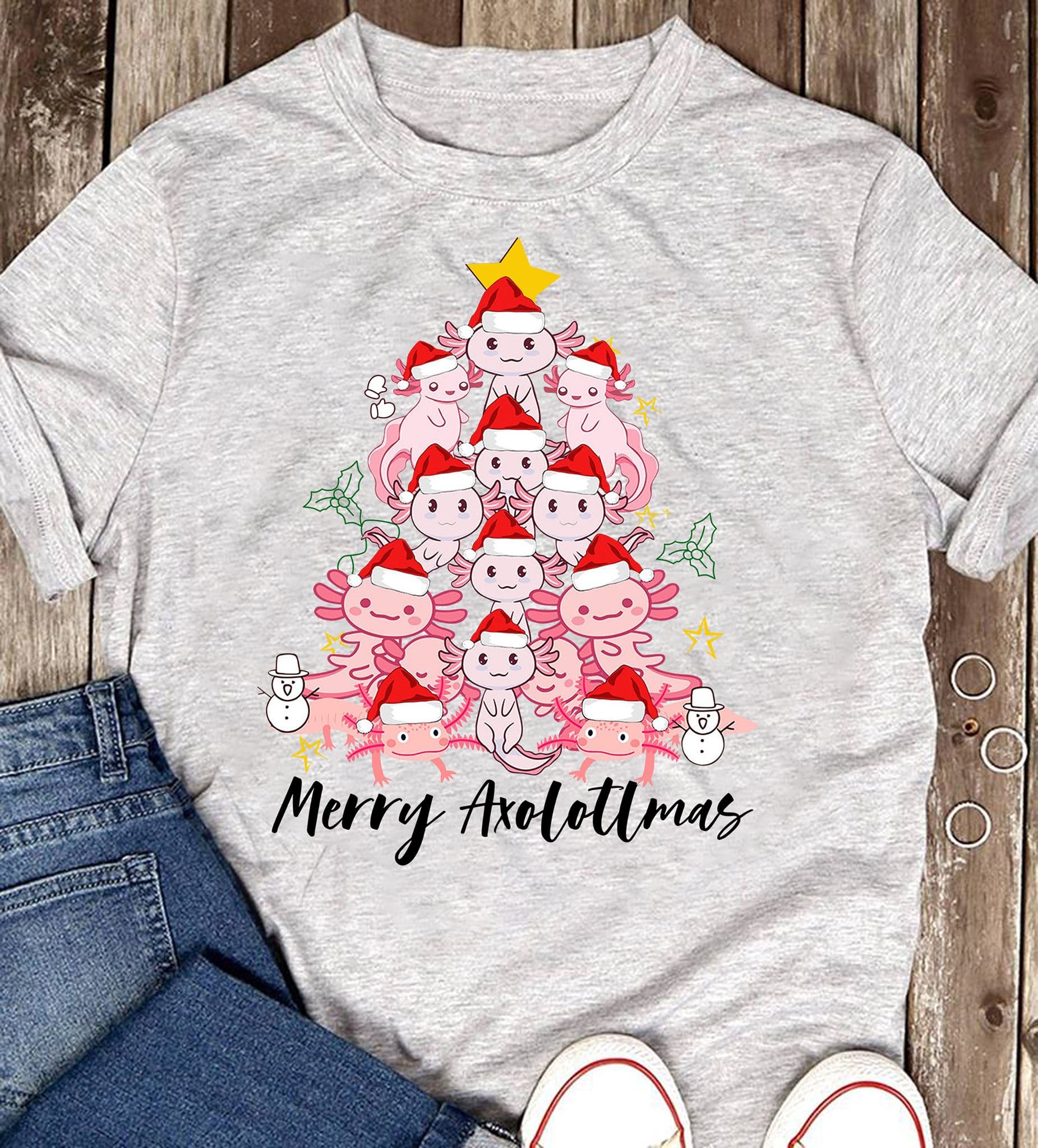 Merry Axolotlmas - Axolotl christmas tree, Merry Christmas T-shirt
