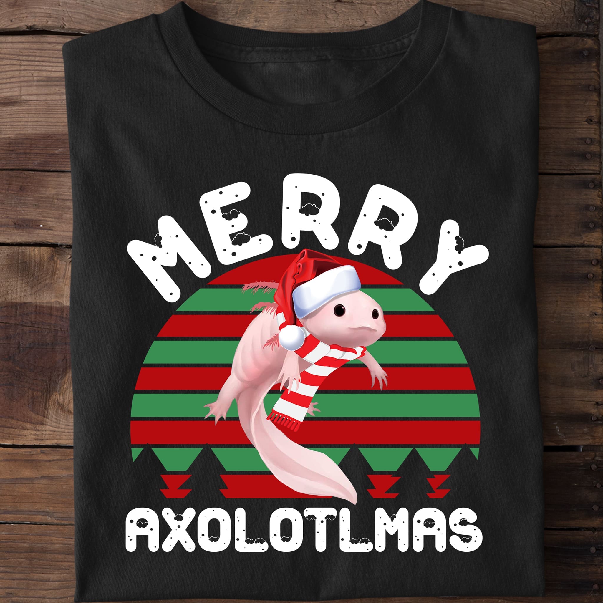 Merry Axolotlmas - Gorgeous axolotl, Christmas day ugly sweater