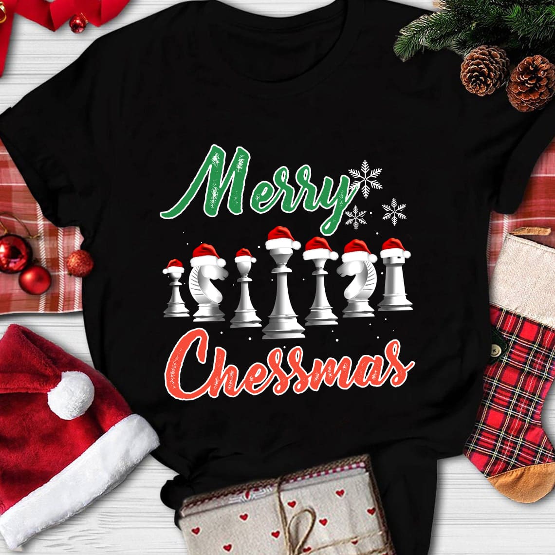 Merry Chessmas - Christmas ugly sweater, love playing chess