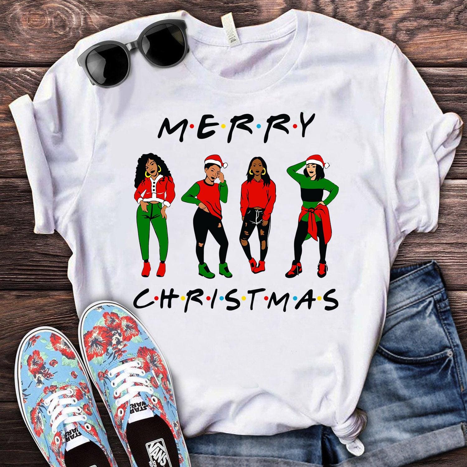 Merry Christmas - Christmas gift for sisters, Black sisters T-shirt