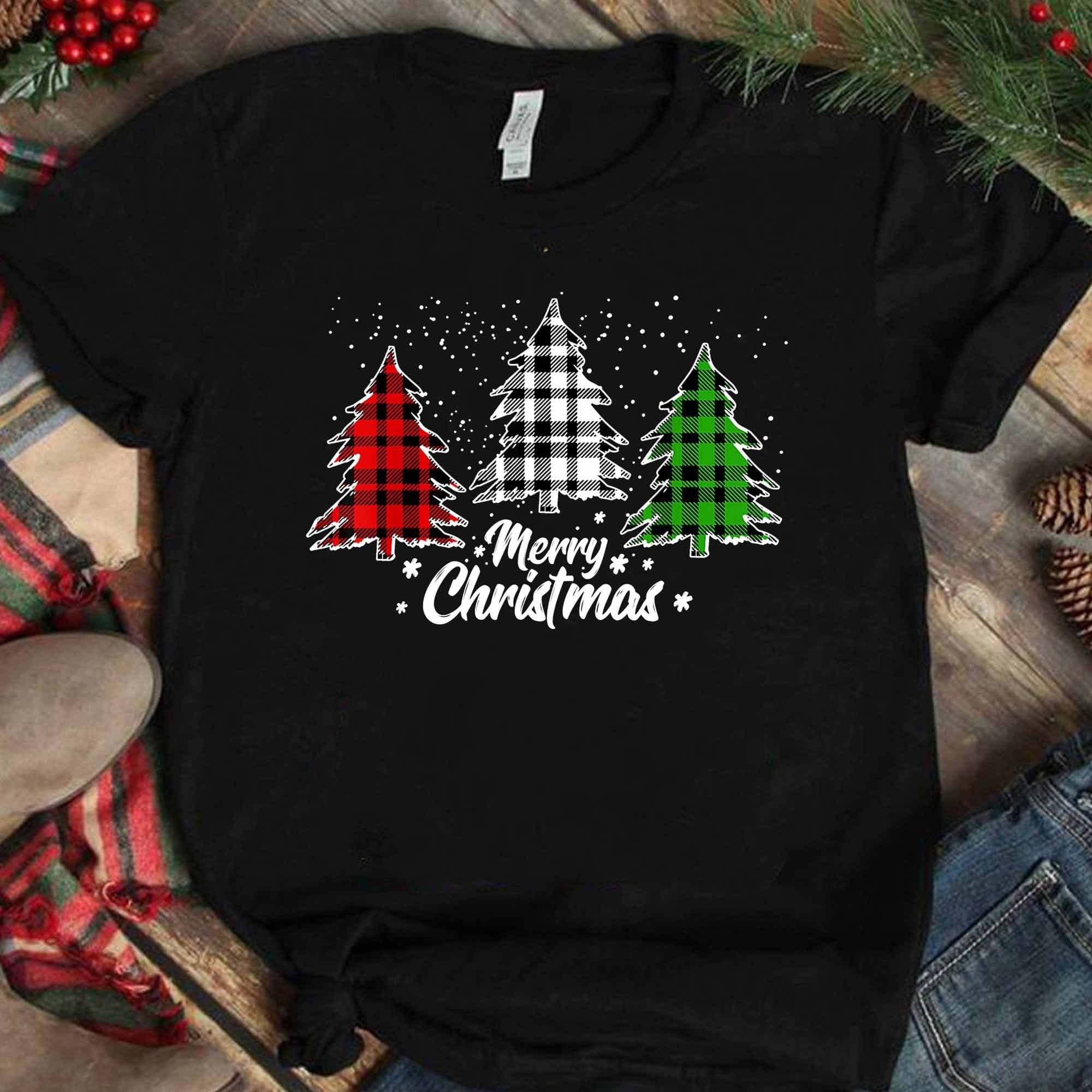 Merry Christmas T-shirt - Colorful Christmas tree, Christmas ugly sweater