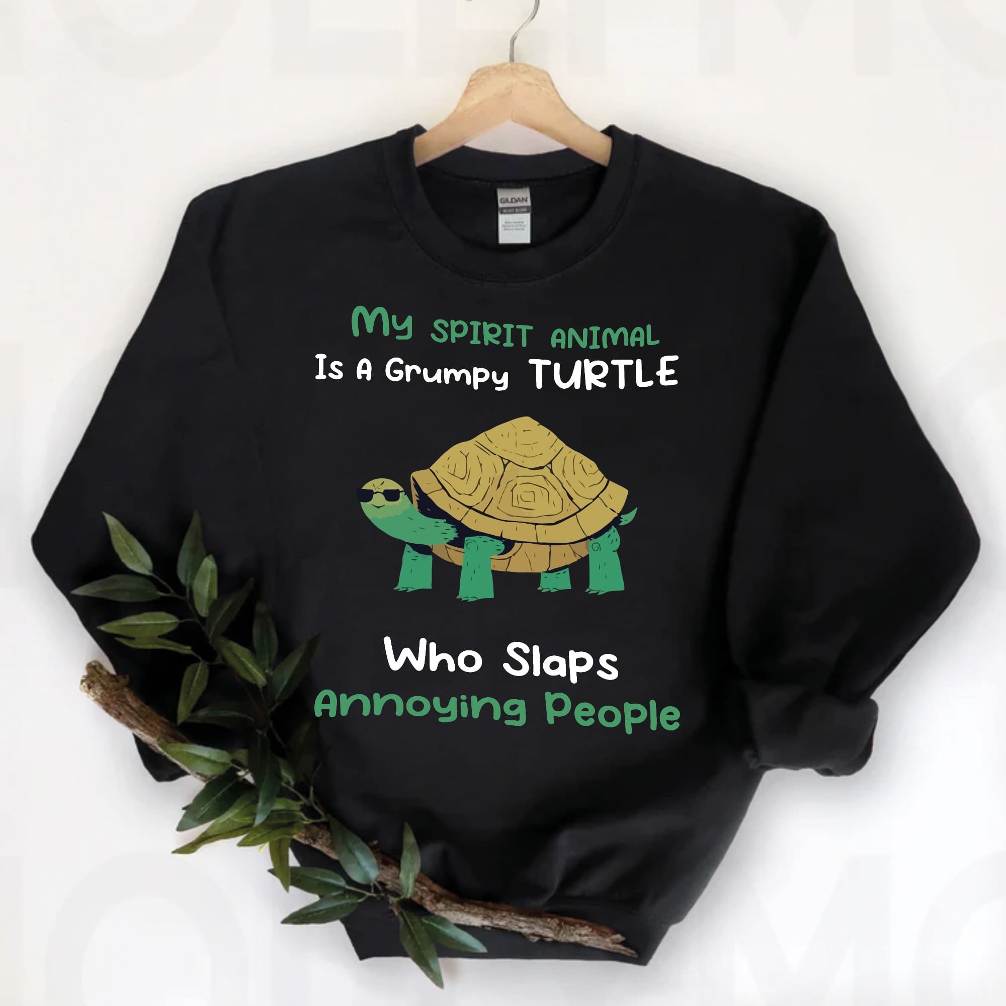 My spirit animal is a grumpy turtle who slaps annoying people - Turtle graphic T-shirt