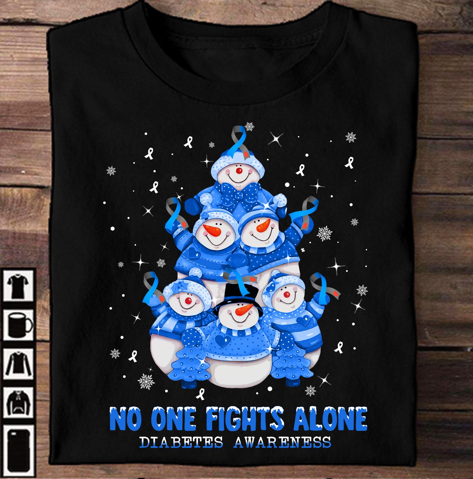 No one fights alone - Diabetes awareness, Diabetes christmas snowman