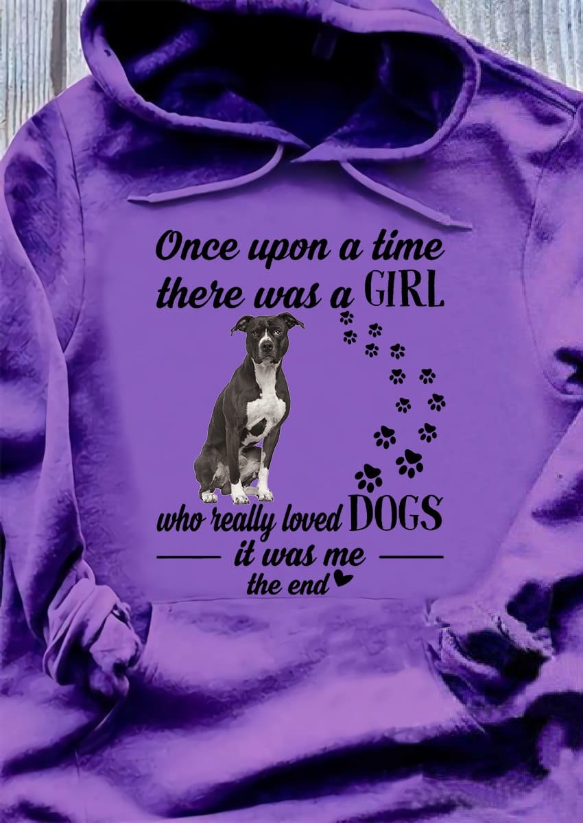 Once upon a time there was a girl who really loved dogs - American staffordshire terrier graphic, Dog footprint