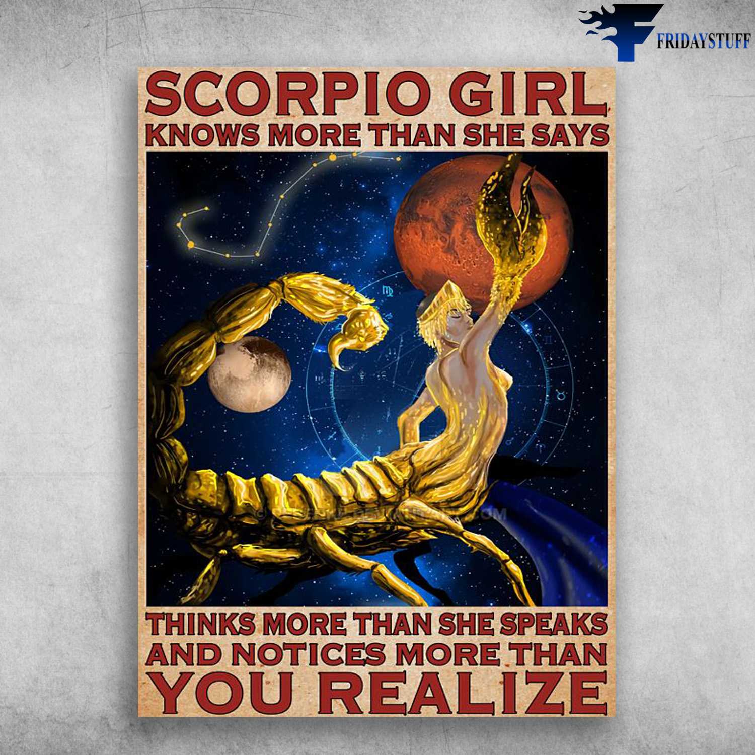 Scorpio Girl, Birthday Poster, Knows More Than She Says, Thinks More Than She Speak, And Notices More Than You Realize