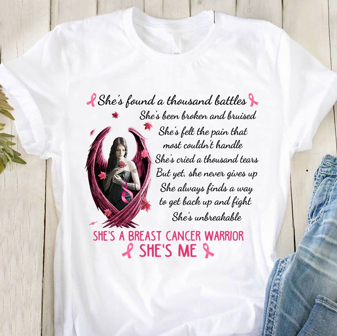 She's a Breast cancer warrior - Breast cancer awareness T-shirt, beautiful and strong woman