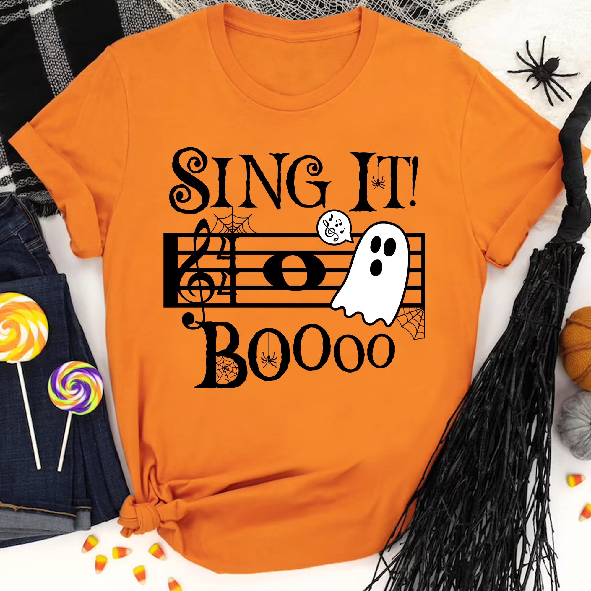 Sing it Boo - Music and white boo, Halloween white boo costume