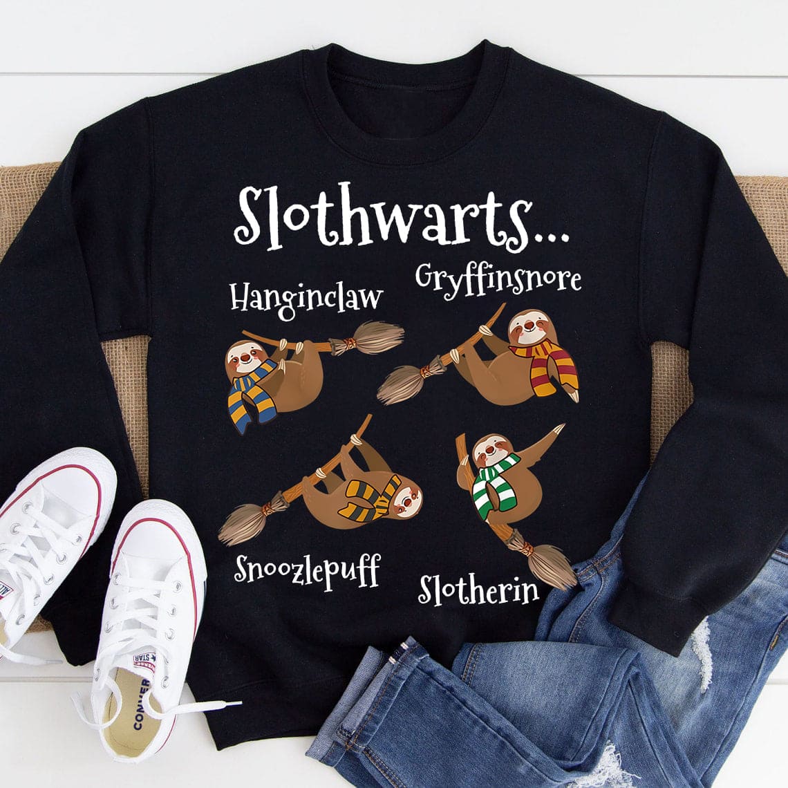 Slothwarts T-shirt - Horwart magical school, Hanginclaw gryffinsnore, snoozlepuff slotherin