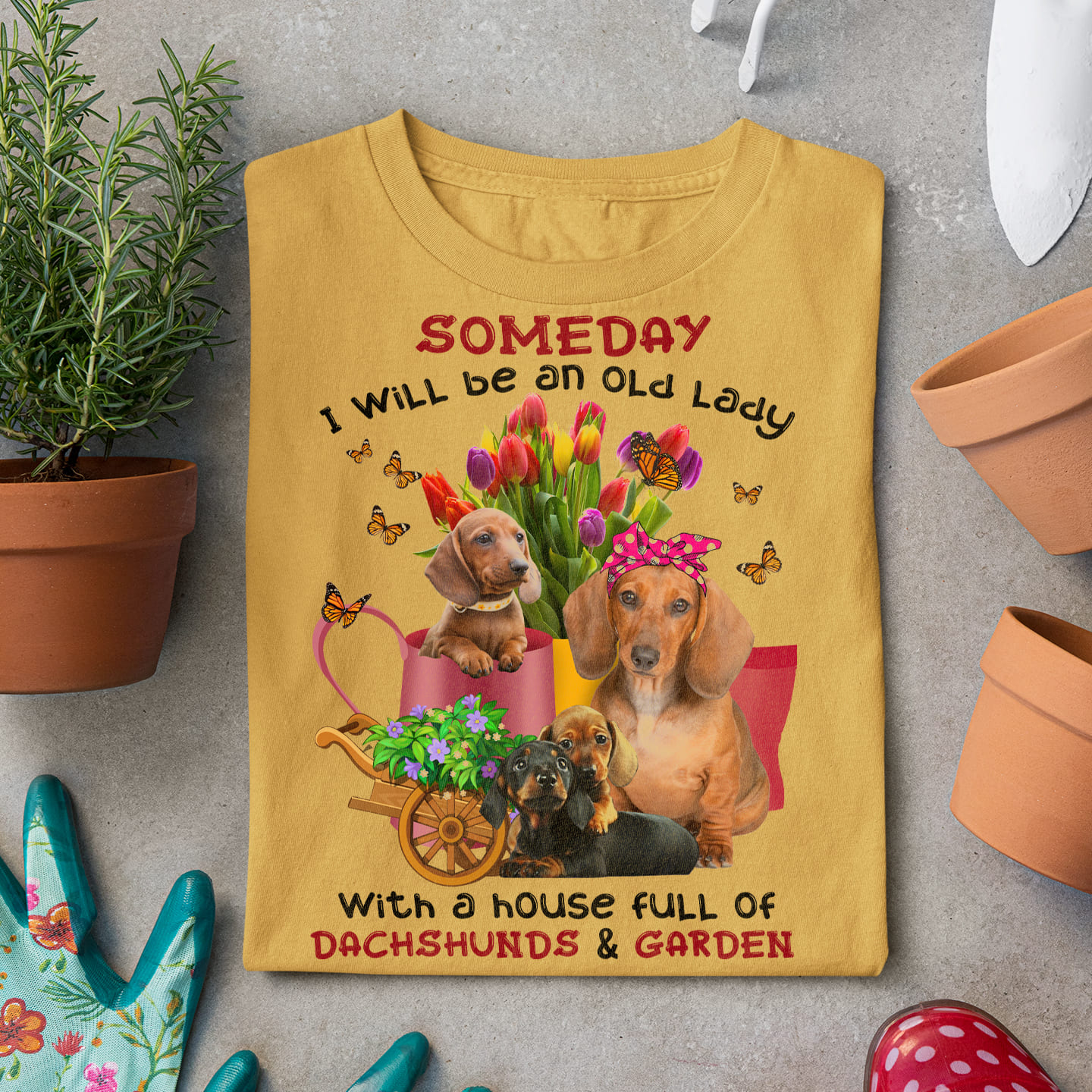 Someday I will be an old lady with a house full of Dachshunds and garden