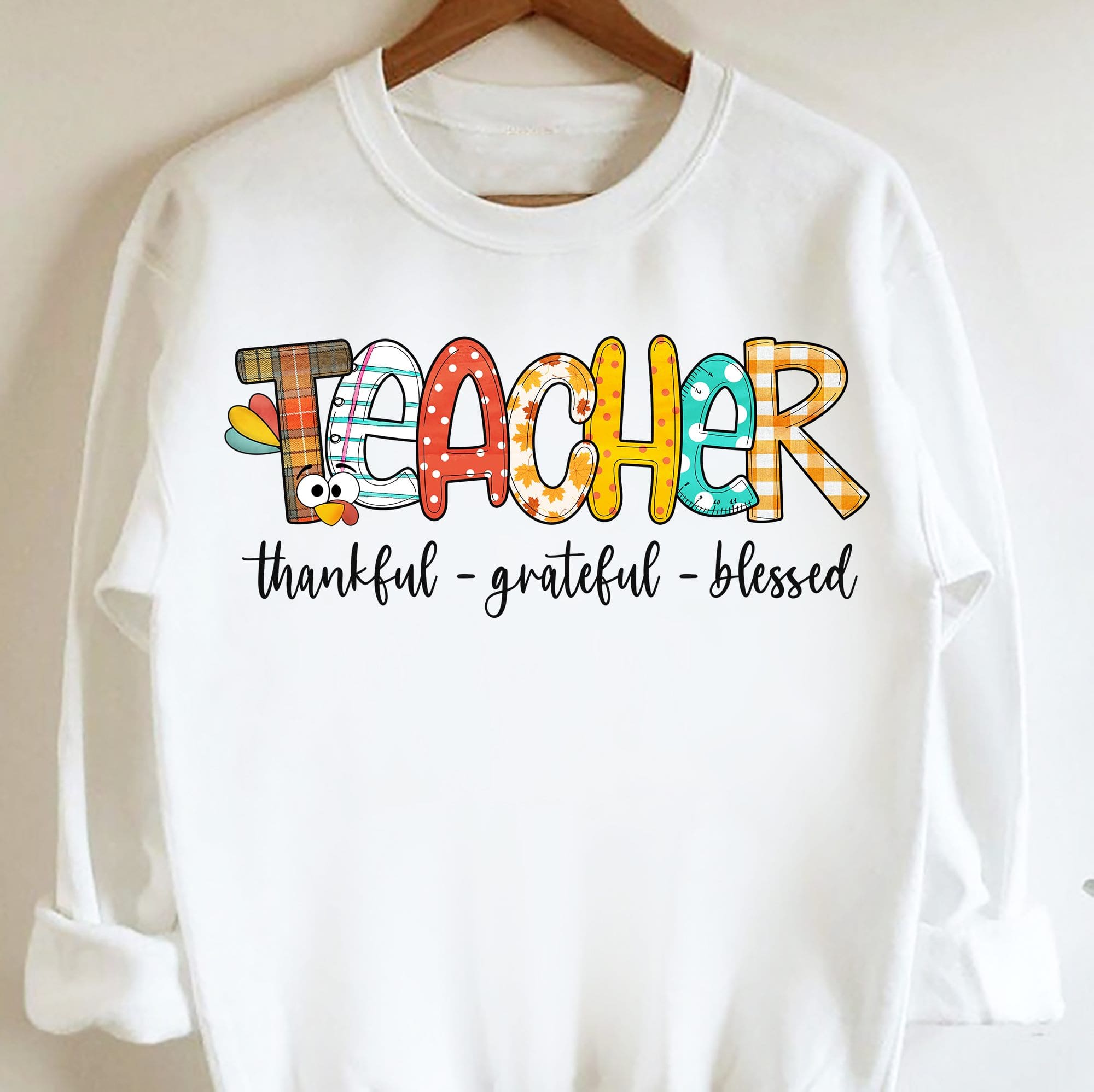 Teacher gift shirt - Thankful grateful blessed, teacher the job