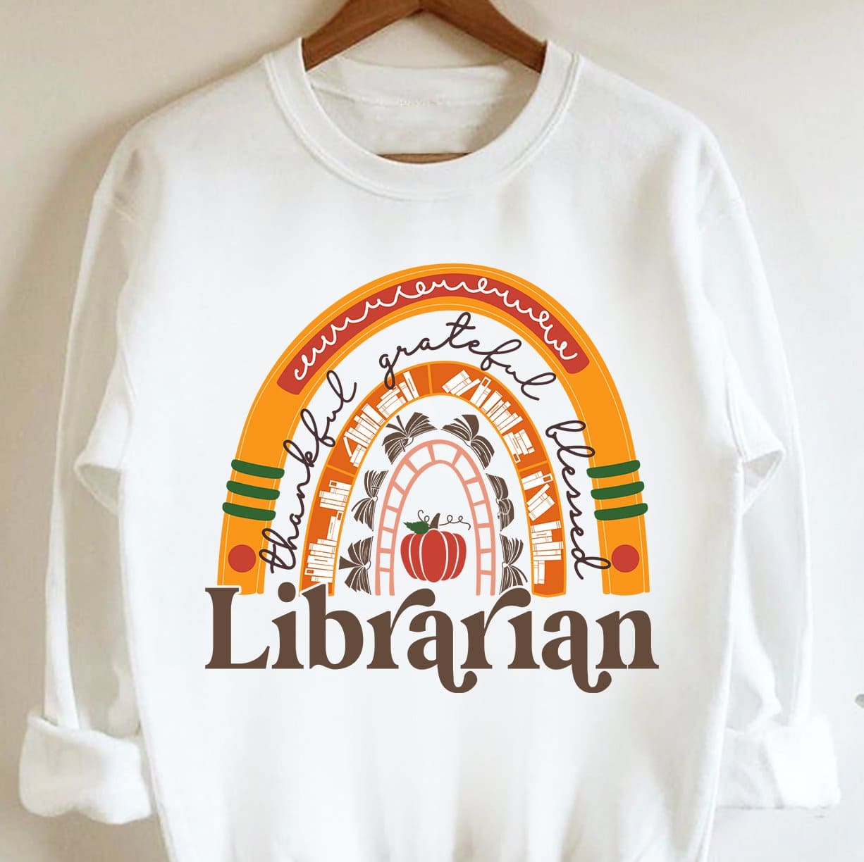 Thankful grateful blessed - Autumn pumpkin, Book librarian T-shirt