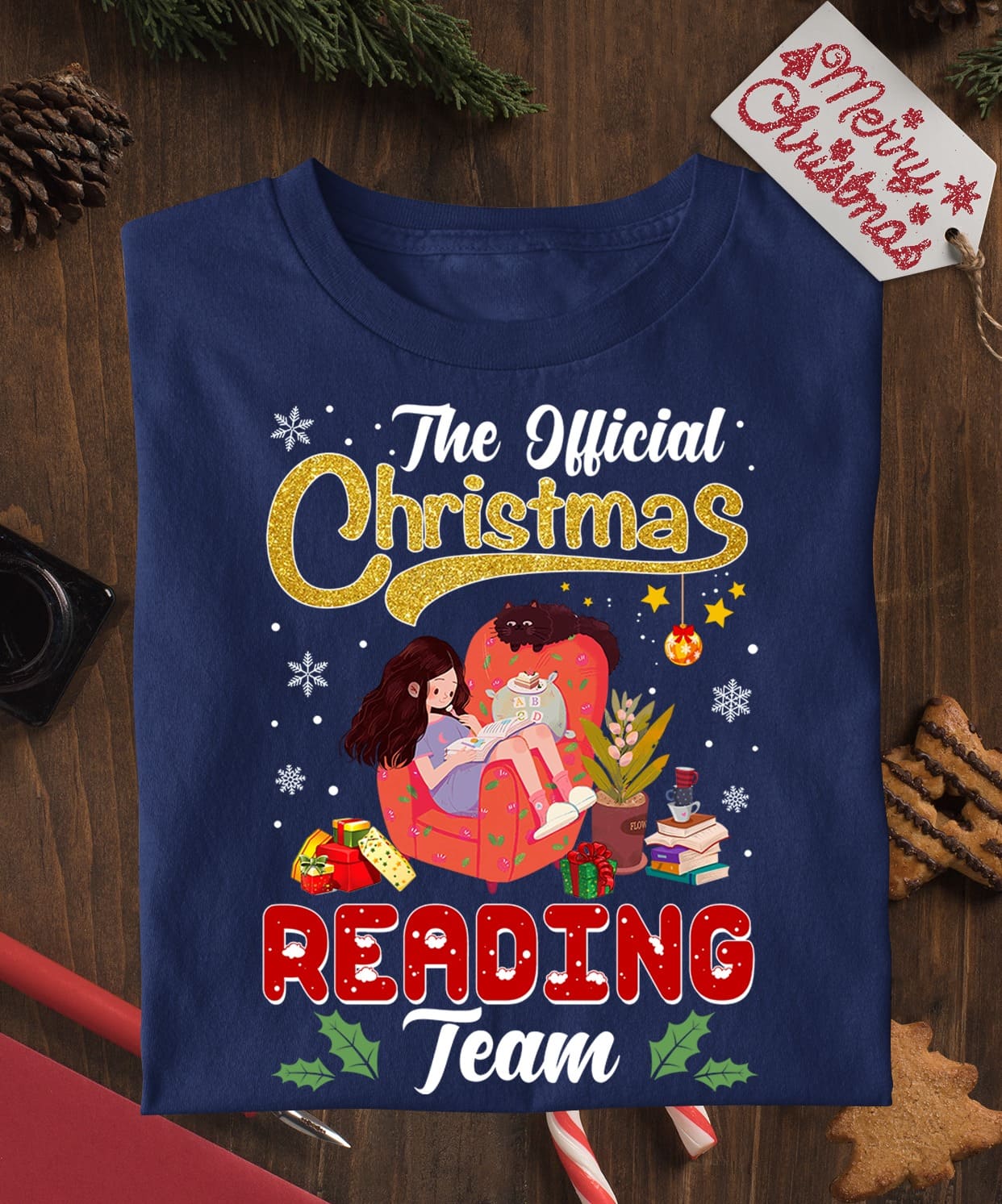 The official Christmas reading team - Gift for bookaholic, reading book on Christmas