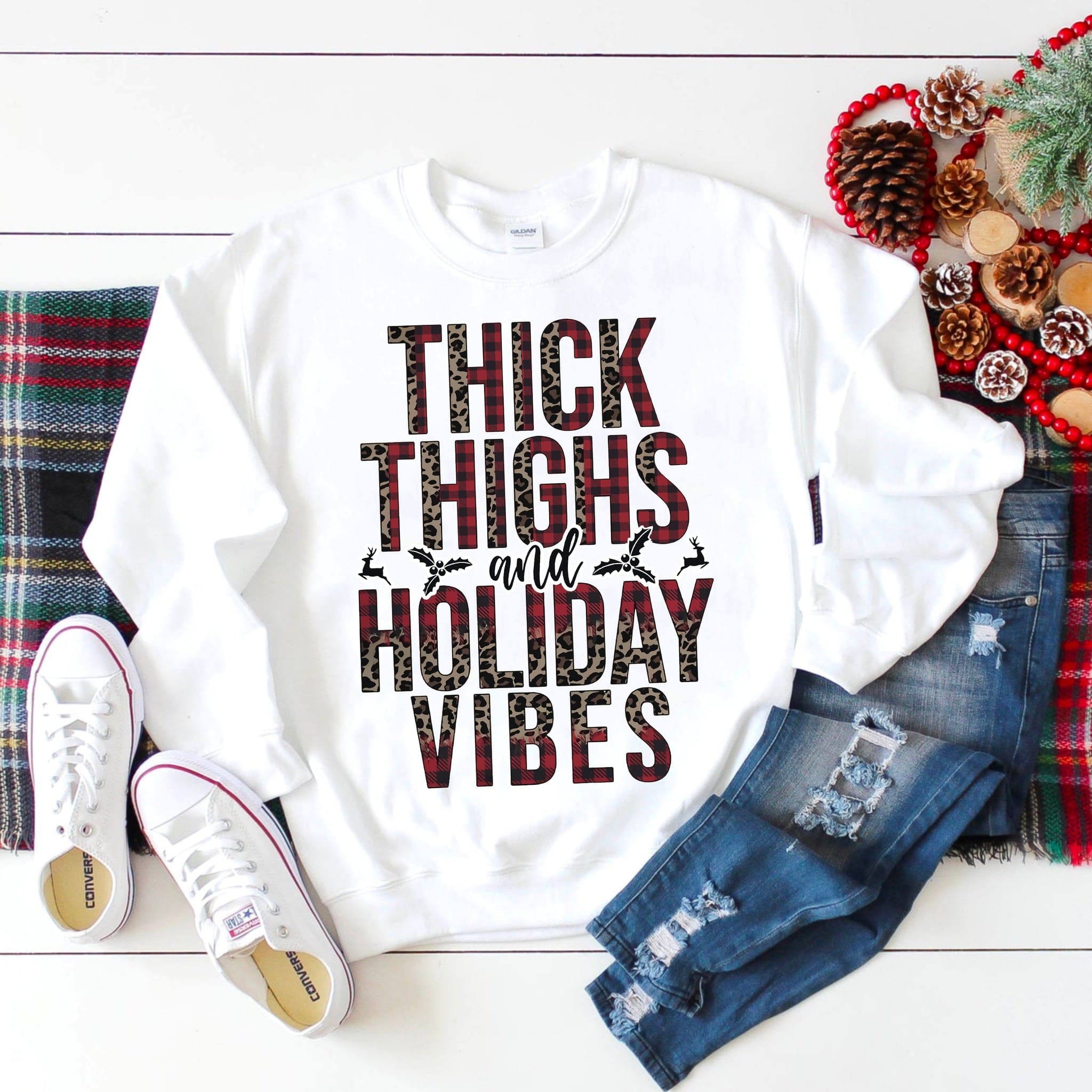Thick thighs and holiday vibes - Christmas ugly sweater