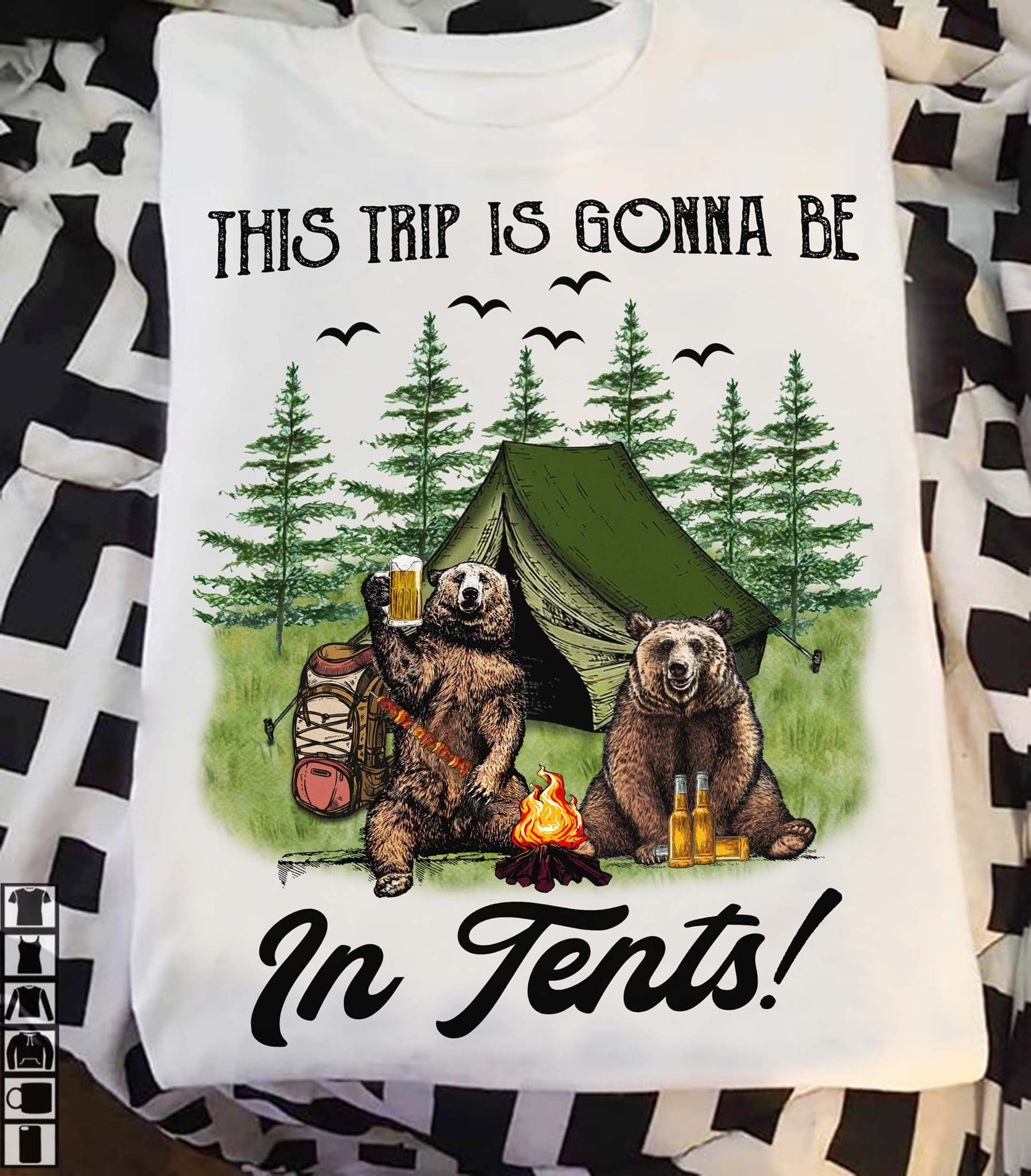 This trip is gonna be in tents - Bear go camping, drinking beer while camping