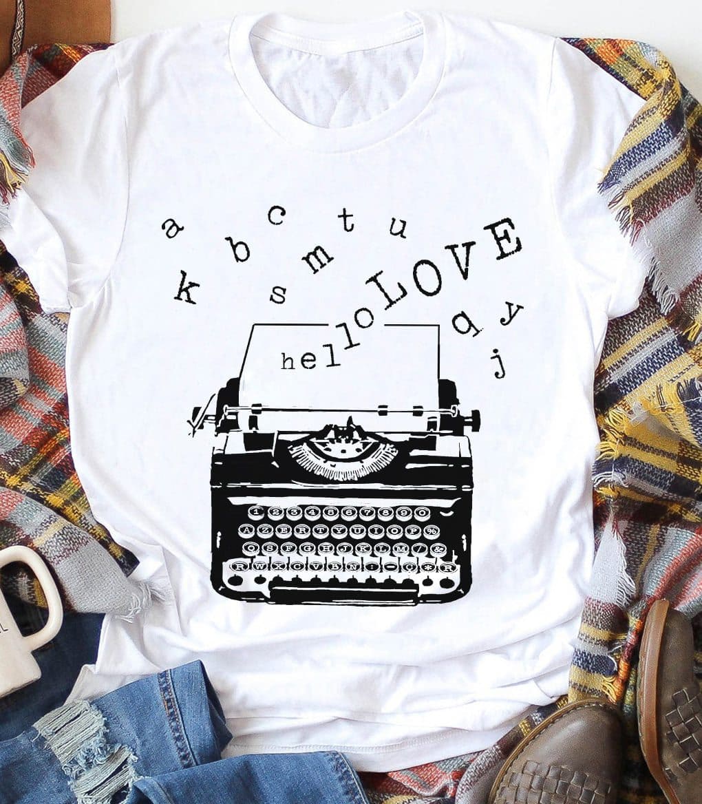 Typewriter graphic T-shirt - Old typewriter, word typer machine