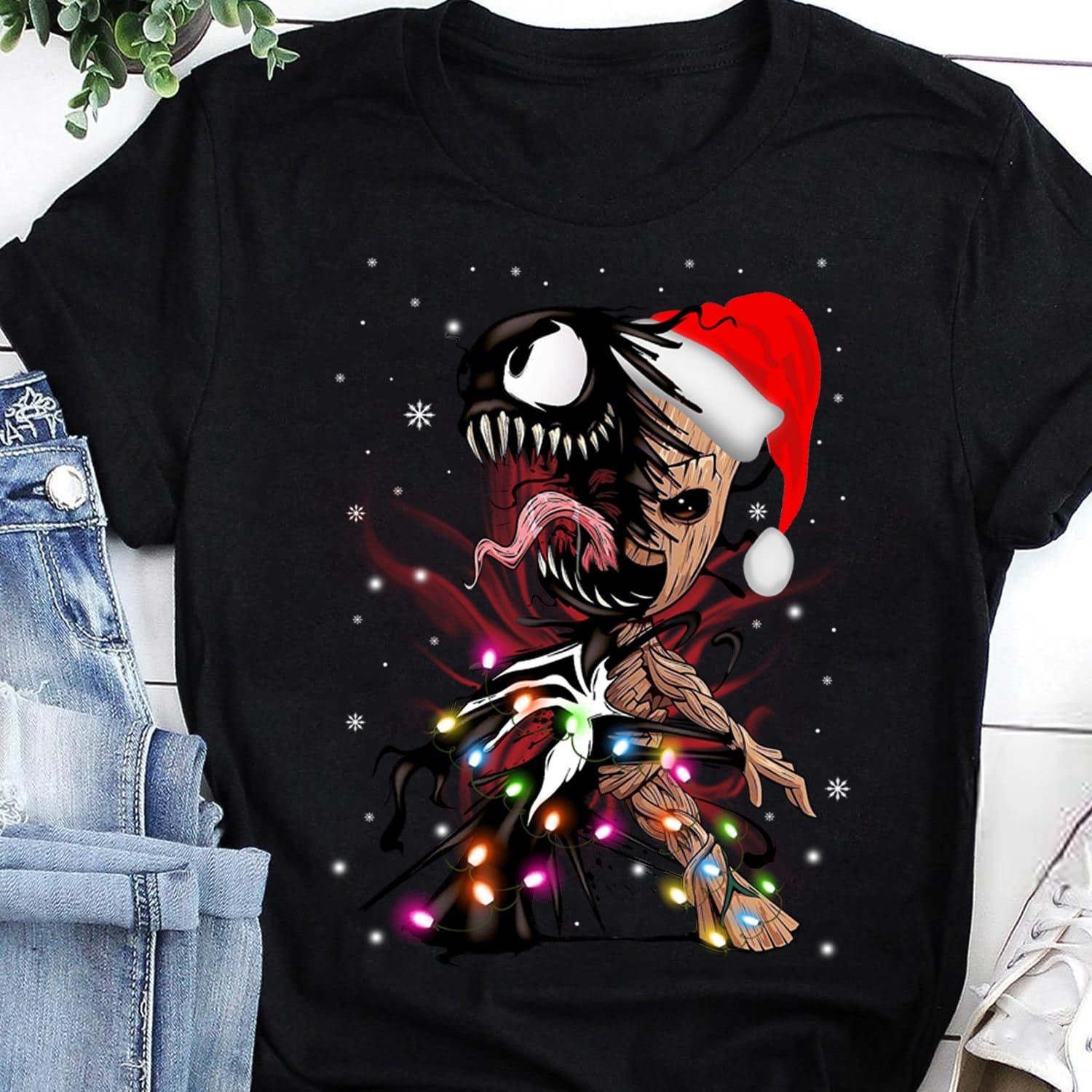 Venom and Groot - Christmas ugly sweater, movie for Christmas day