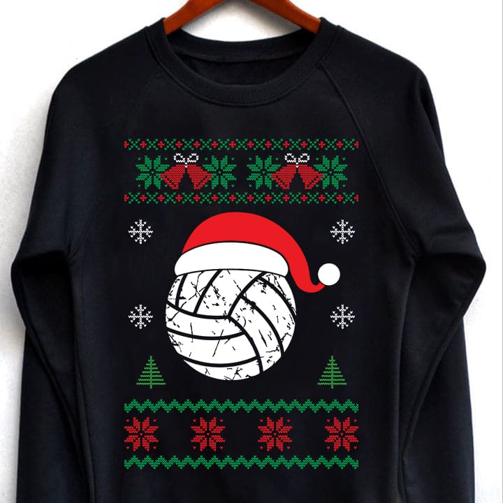 Volleyball and Santa hat - Christmas ugly sweater, Volleyball player T-shirt