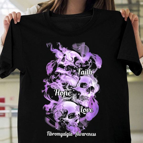 Fibromyalgia Skull - Faith hope love fibromyalgia awareness