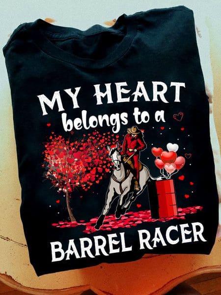 Barrel Racer Valentine Day Gift - My heart belongs to a barrel racer