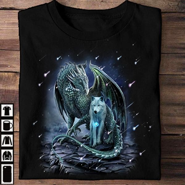Dragon Wolf Meteor Shower Shirt