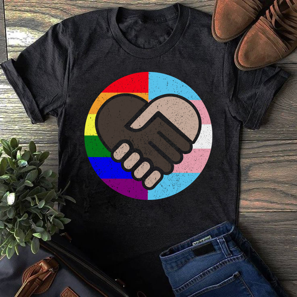 Lgbt Gay Lesbian White Hand Black Hand Heart Rainbow