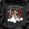 Horse Santa Hat God's Cross Ugly Sweater - Jesus is the reason for the season
