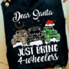 Tractor Santa Hat Christmas Light Ugly Sweater - Dear santa just bring 4 wheelers