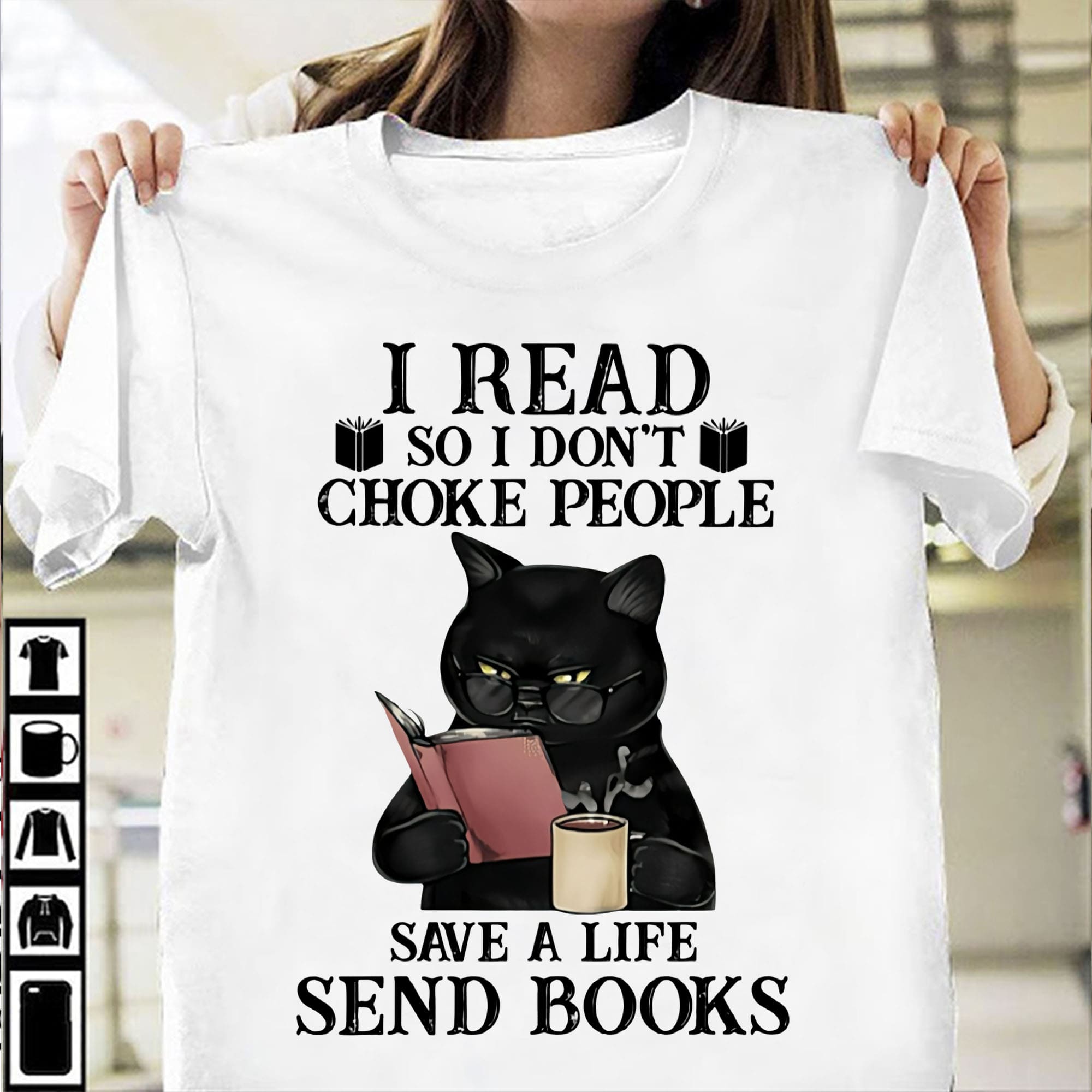 Lull berømmelse månedlige Black Cat Book Coffee - I read so i don't choke people save a life send books  Shirt, Hoodie, Sweatshirt - FridayStuff