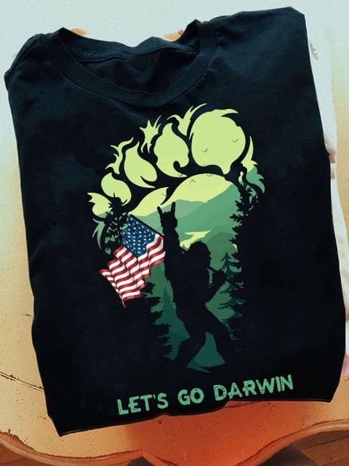 Bigfoot Footprint America Flag - Let's go darwin