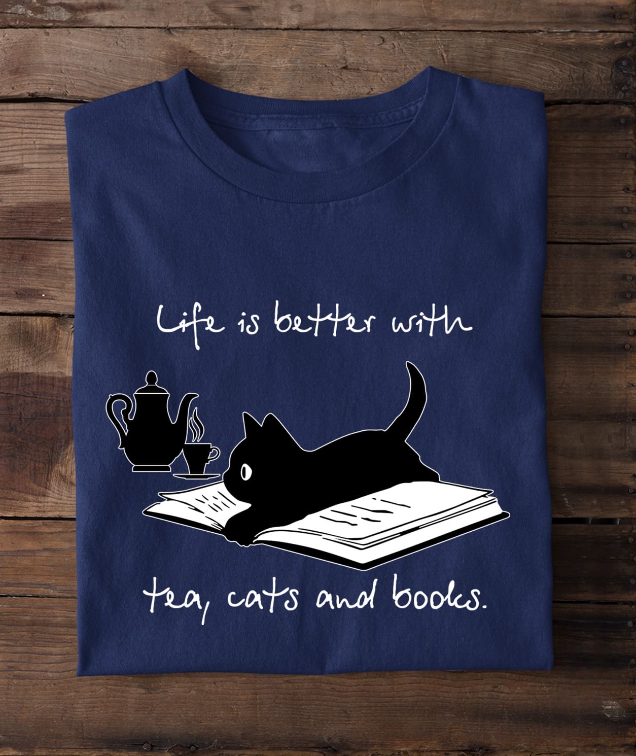 Black Cat Book Tea - Life is better with tea cats and books