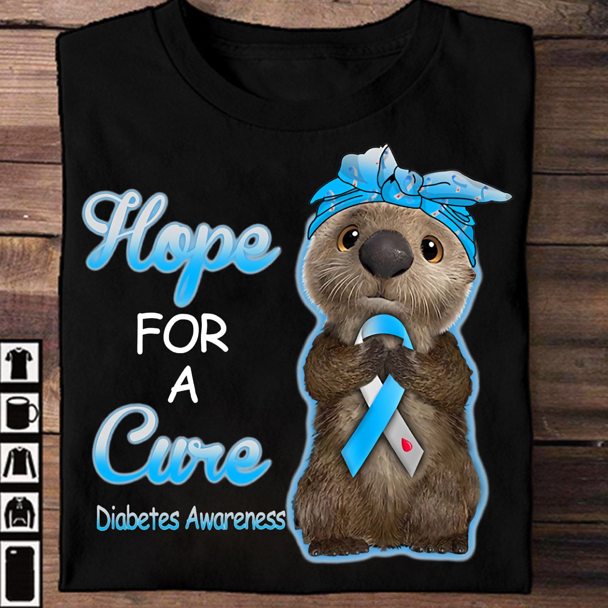 Diabetes Cute Otter - Hope for a cure diabetes awareness