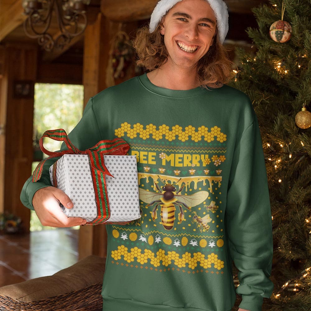 Bee Honey Ugly Christmas Sweater - Bee Merry