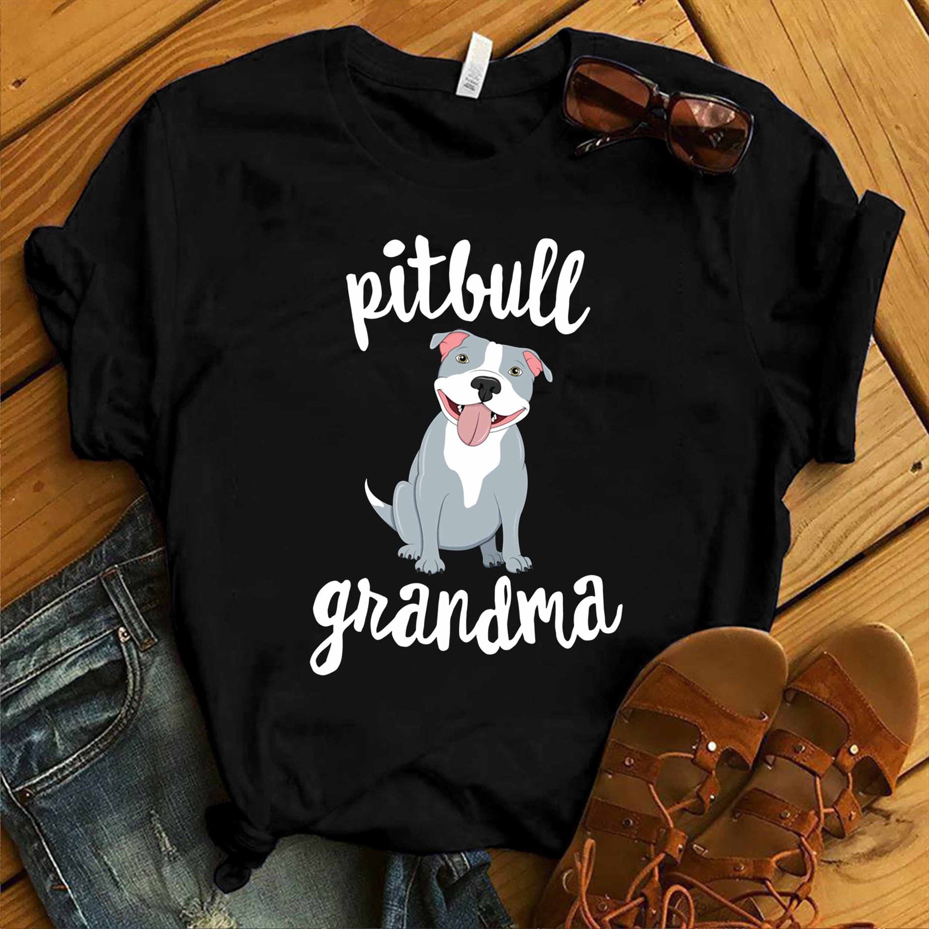 Cute Pitbull Graphic T-shirt - Pitbull grandma