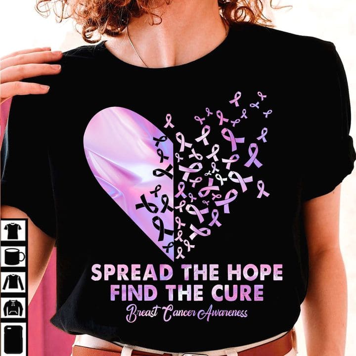 Breast Cancer Ribbon Heart - Spread the hope find the cure breast cancer awareness
