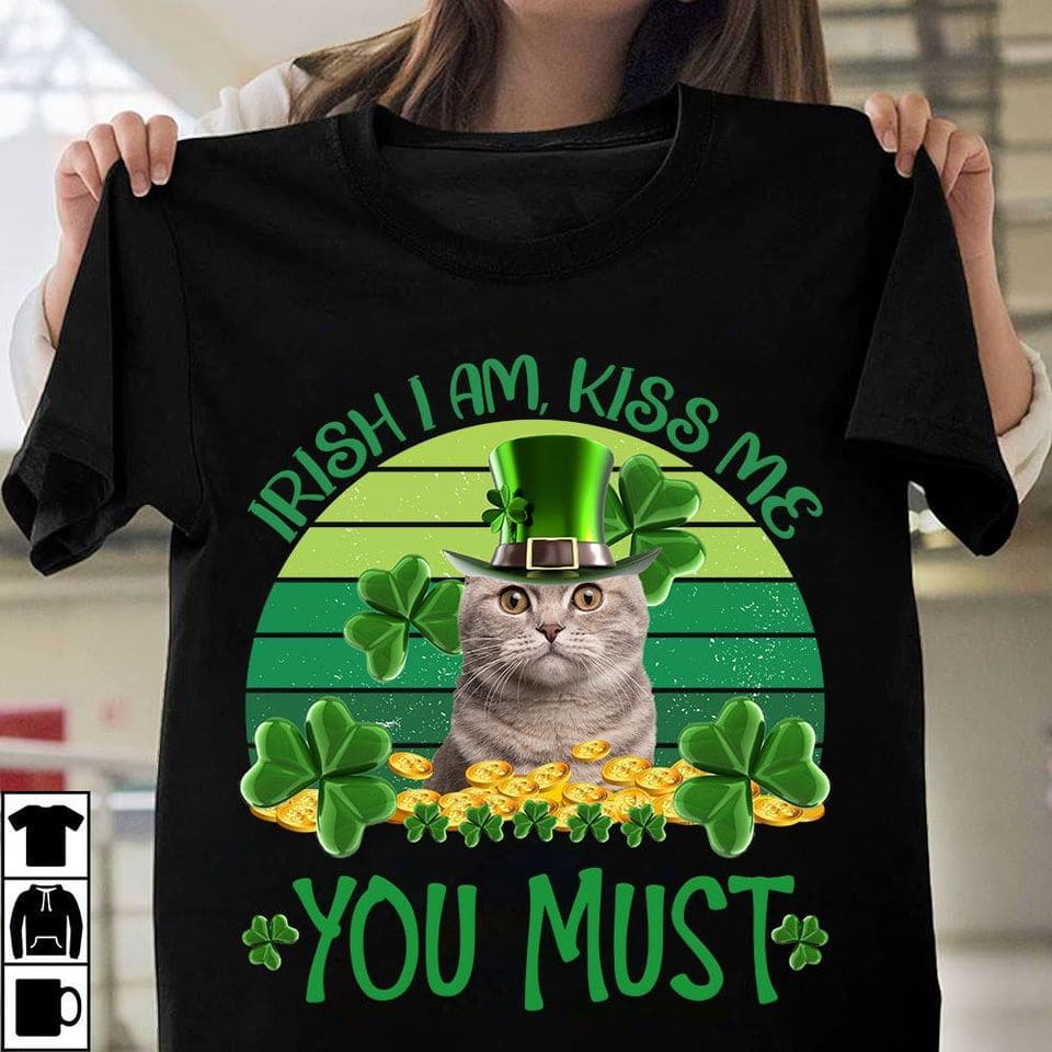 Leprechaun Cat Patrick's Day - Irish i am kiss me you must