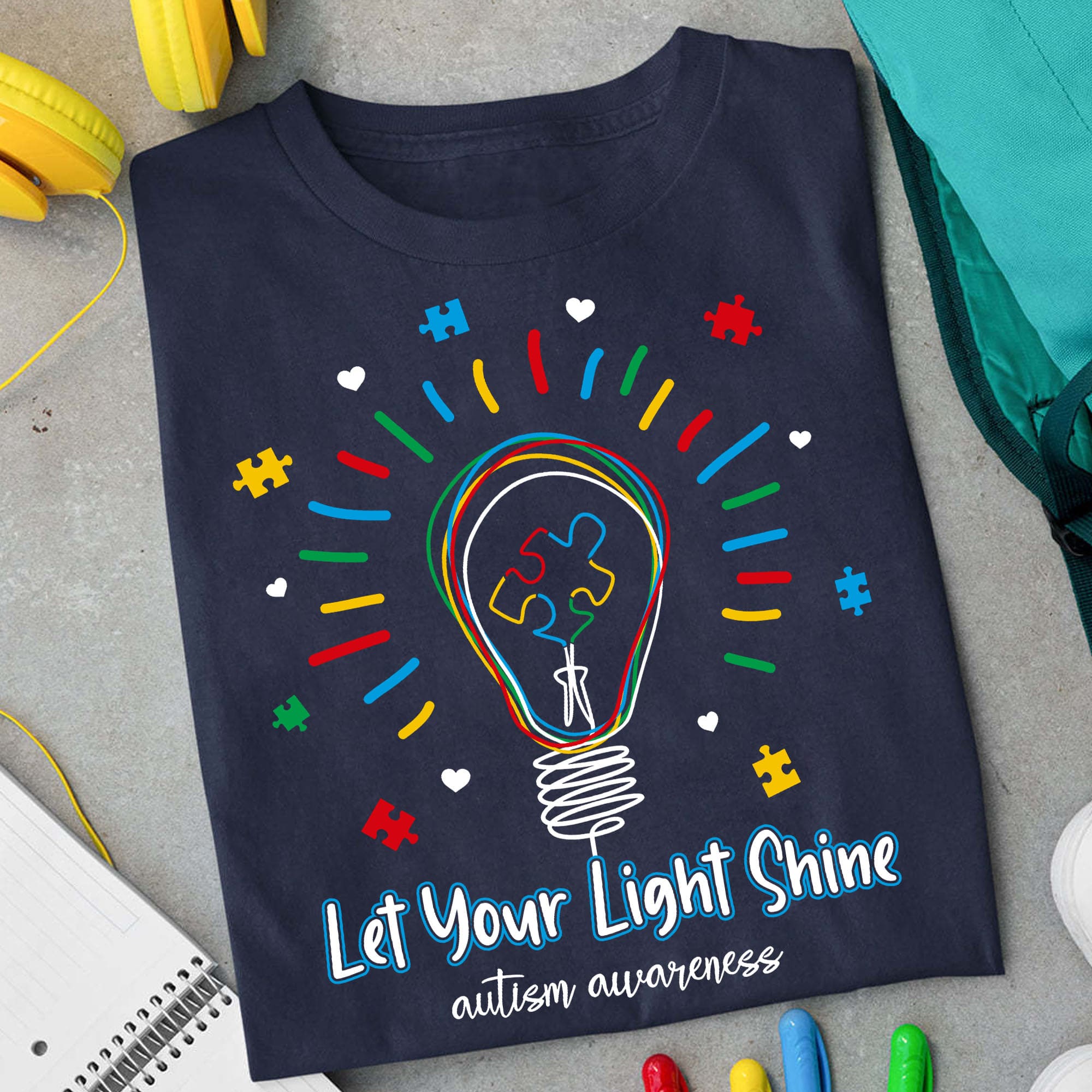 Autism Light Bulb - Let ou light shine autism awareness
