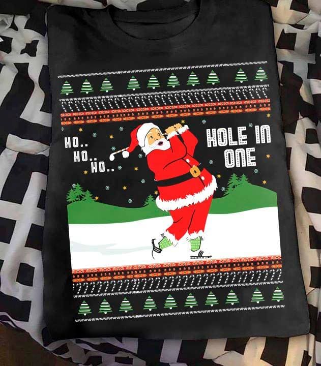 Funny Santa Claus Golf Ugly Sweater - Ho ho ho hole in one