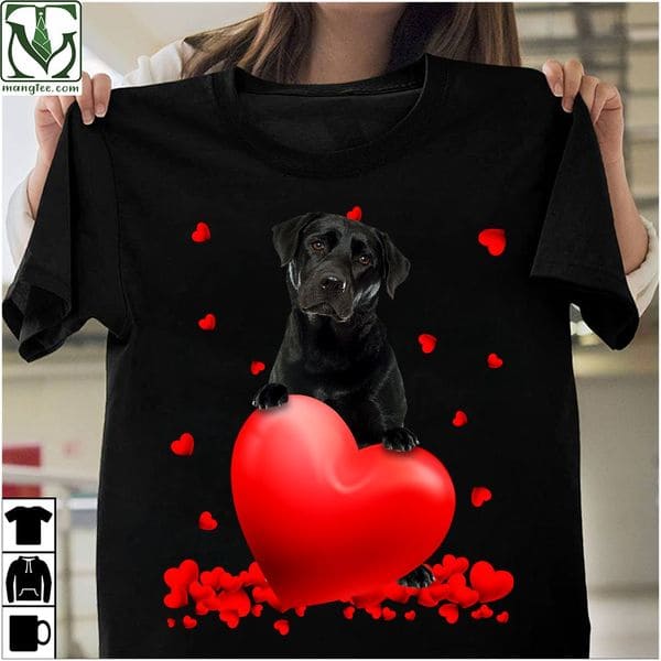 Black Labrafor Dog Valentine's Hearts Shirt