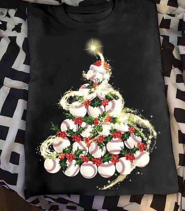 Baseball Christmas tree - Gift for baseball player, Merry Christmas T-shirt