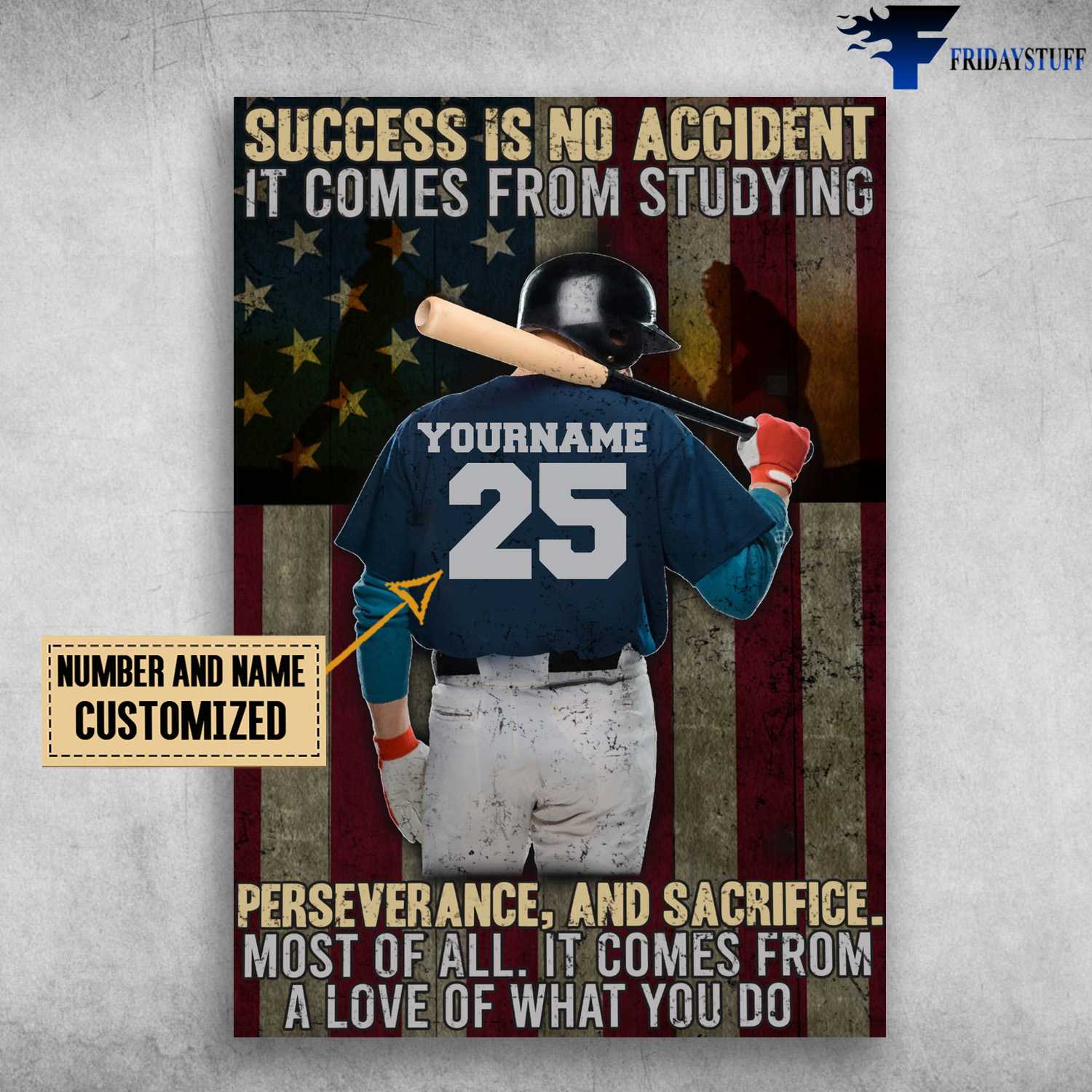 Baseball Man, American Baseball, Success Is Not Accident, It Comes From Studying, Perseverance, And Sacrifice